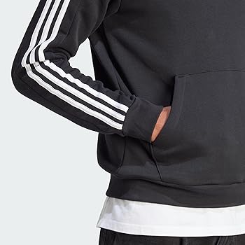 adidas Men's Essentials Fleece 3-Stripes 1/4 Zip, Black, Small at